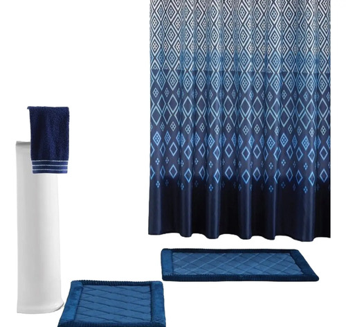 Juego De Baño 15 Pcs, 2 Tapetes De Baño + 1 Cortina De Ducha
