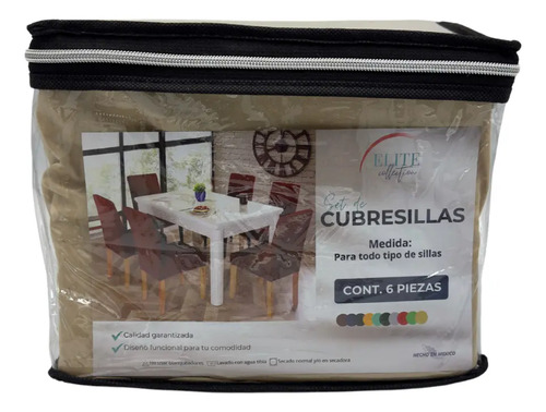 [KO-OTR-026] Set De 6 Cubre Sillas Fundas Protectoras Elásticas Comedor (Beige)