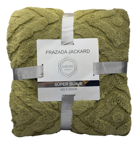 Cobija Frazada Calientita Ultra Suave Reverso Borrega 2x2.2m Color Verde Geométrico