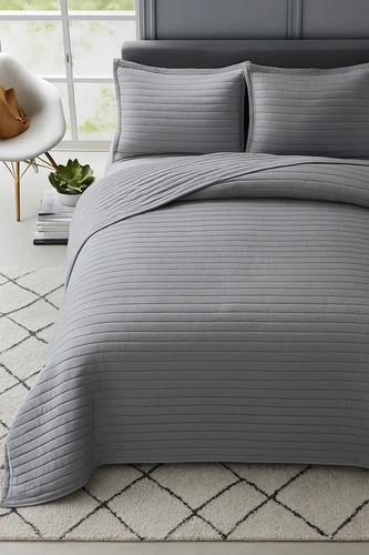 Edredón Ligero + 2 Fundas De Almohadas King Size (260x240cm) Gris Oscuro King Size