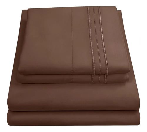 Juego De Sábanas 1800hilos Tacto Algodón Egipcio Matrimonial Diseño De La Tela Chocolate