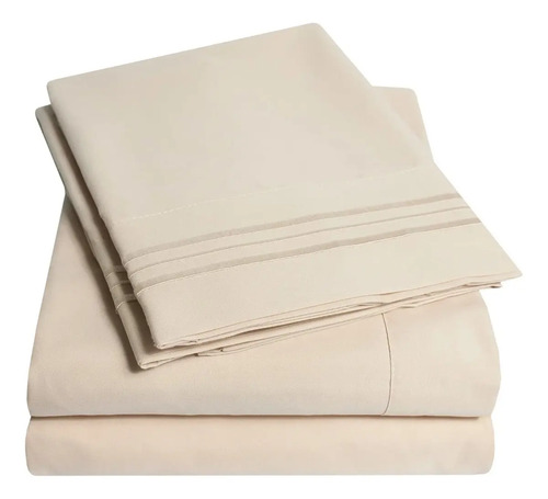 Juego De Sábanas 1800 Hilos Tacto Algodón Egipcio Individual Diseño De La Tela Beige