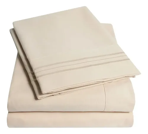 Juego De Sábanas 1800hilos Tacto Algodón Egipcio Matrimonial Diseño De La Tela Beige