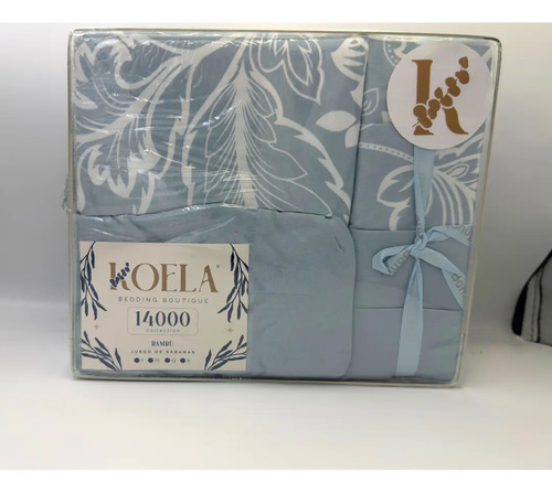 Juego De Sábanas Colección Bambú De Lujo Tamaño Queen Color Agua Diseño De La Tela Estampado