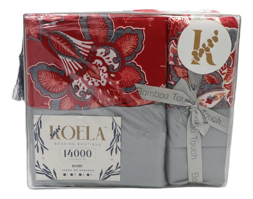 Juego De Sábanas Colección Bambú De Lujo Tamaño King Size Color Rojo Diseño De La Tela Estampado