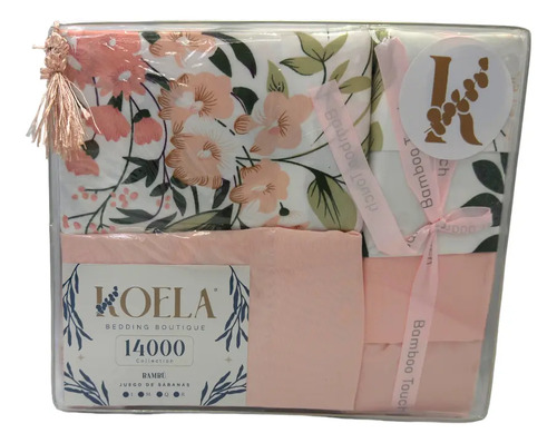 Juego De Sábanas Colección Bambú De Lujo Tamaño Matrimonial Color Flores Rosa Diseño De La Tela Estampado