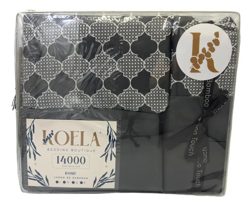 Juego De Sábanas Colección Bambú Tamaño Individual Koela Color Negro Diseño De La Tela Estampado