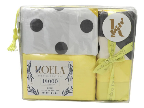 Juego De Sábanas Colección Bambú De Lujo Tamaño King Size Color Amarillo Diseño De La Tela Estampado