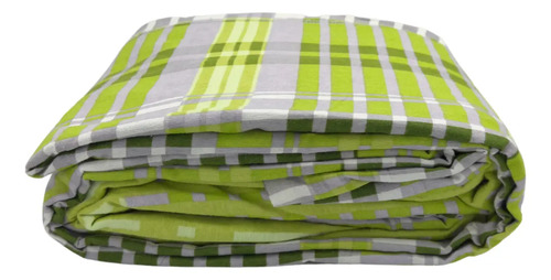 Juego De Sábanas Franela 100% Algodón Cálidas King Size Color Cuadros Verde