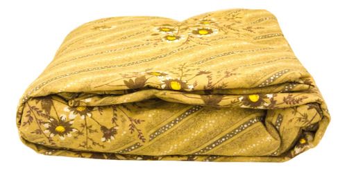 Juego De Sábanas Franela 100% Algodón Cálidas Individual Color Flores Amarillas Floreado