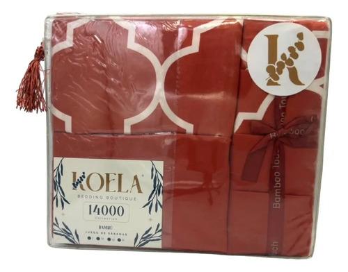 Juego De Sábanas Colección Bambú Tamaño Individual Koela Color Terracota Diseño De La Tela Estampado