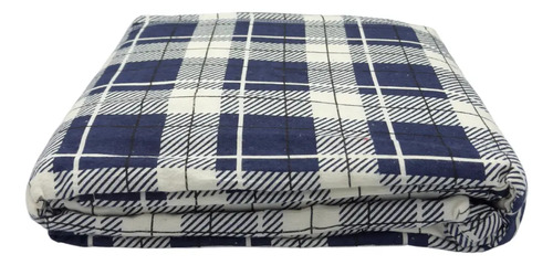 Juego De Sábanas Franela 100% Algodón Cálidas Matrimonial Color Cuadrado Azul Marino Ajedrez