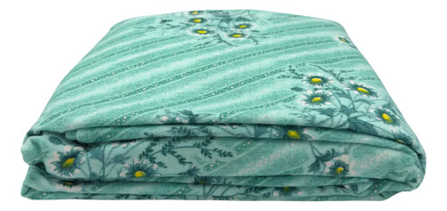 Juego De Sábanas Franela 100% Algodón Cálidas Matrimonial Color Flores Verde Floreado
