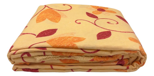 Juego De Sábanas Franela 100% Algodón Cálidas Matrimonial Color Floreado Naranja