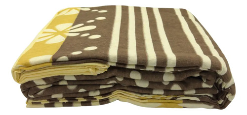 Juego De Sábanas Franela 100% Algodón Cálidas Matrimonial Color Tropical Marrón Rayas