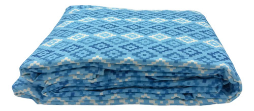 Juego De Sábanas Franela 100% Algodón Cálidas Matrimonial Color Rombo Azul Ajedrez