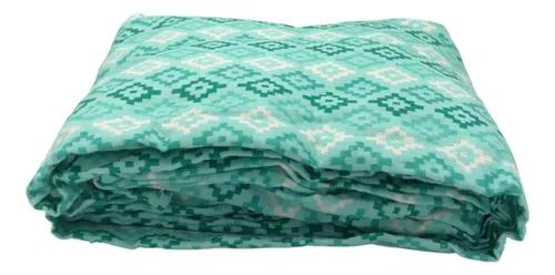 Juego De Sábanas Franela 100% Algodón Cálidas Matrimonial Color Rombo Verde Agua Ajedrez