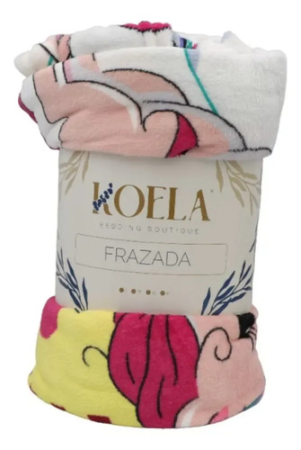 Cobija King Size Estampada Ultra Suave Frazada Manta Koela Color Rosa Diseño De La Tela Unicornio