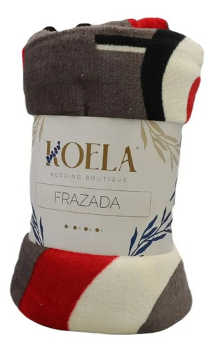 Cobija King Size Estampada Ultra Suave Frazada Manta Koela Color Gris Oscuro Diseño De La Tela Circulo Rojo