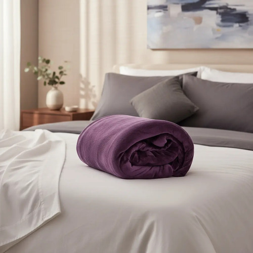 Juego De Sábanas Tela Flannel Invernal Hoteleras Matrimonial Diseño De La Tela Mauve Violeta Oscuro