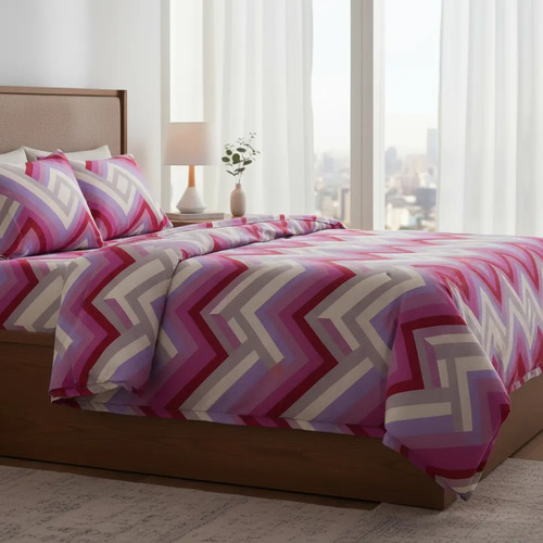 Juego De Sábanas Franela 100% Algodón Cálidas King Size Color Lineas Rosa Rayas