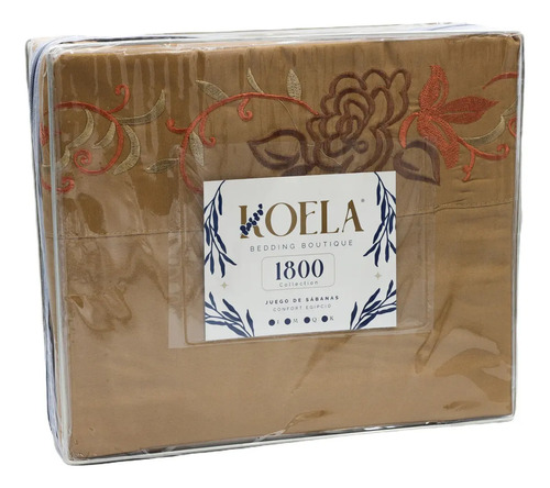 [KO-SAB-055] Juego De Sábanas King Size 1800 Koela Suaves Y Transpirables Color Marrón Claro Diseño De La Tela Liso