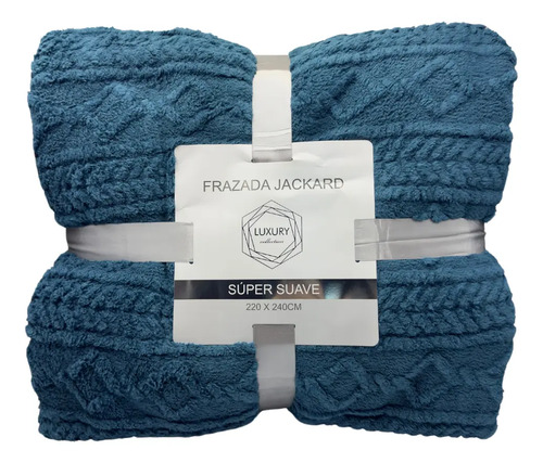 [KO-BOR-053] Cobija Frazada Trenzada Calientita Reverso Borrega 2.2x2.4m (Azul)