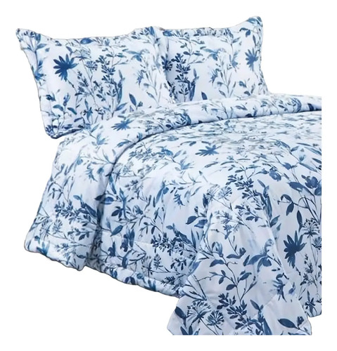 [KO-COB-034] Colcha Fresca Transpirable Ligera Verano Edredón King Size (Azul, Floreado)