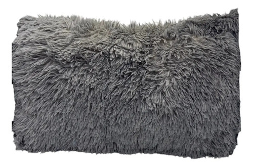 Almohada Pelo Alto Faux Fur Cómoda Y Ultra Suave King Size Color Gris Oscuro