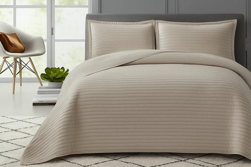 Edredón Ligero + 2 Fundas De Almohadas King Size (260x240cm) Beige King Size