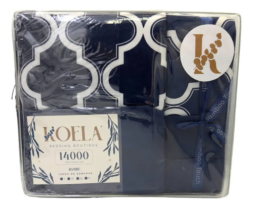 Juego De Sábanas Colección Bambú De Lujo Tamaño Queen Color Azul Oscuro Diseño De La Tela Estampado